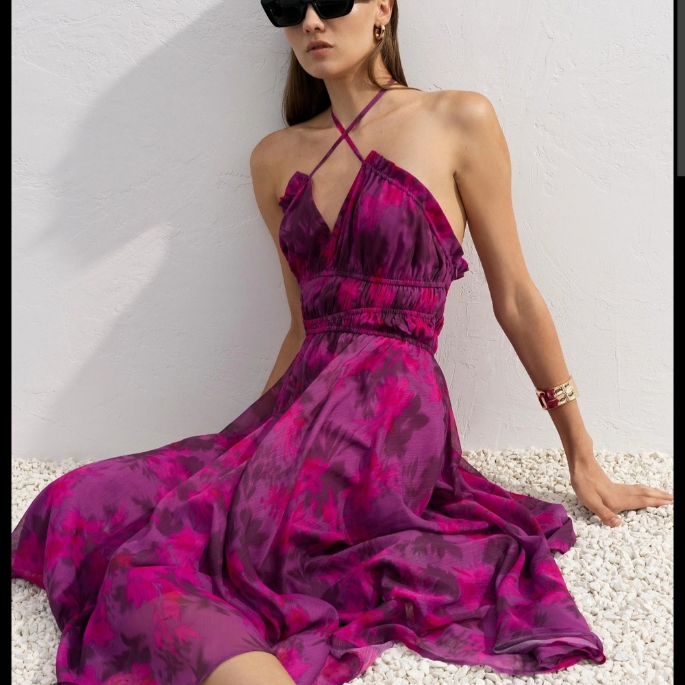 French Connection Pink Halter Sundress Resort Wear